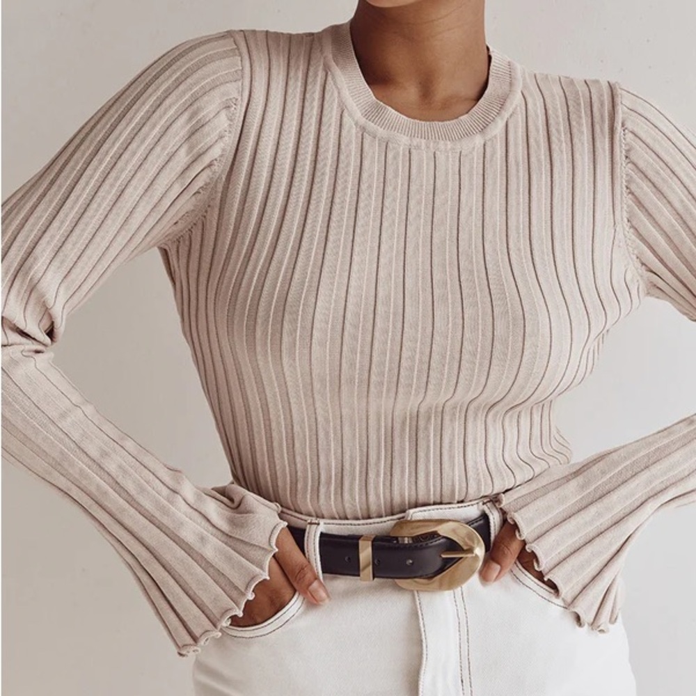 Dissh Ada Stone Long Sleeve knit Shirt, Color Stone, Size S